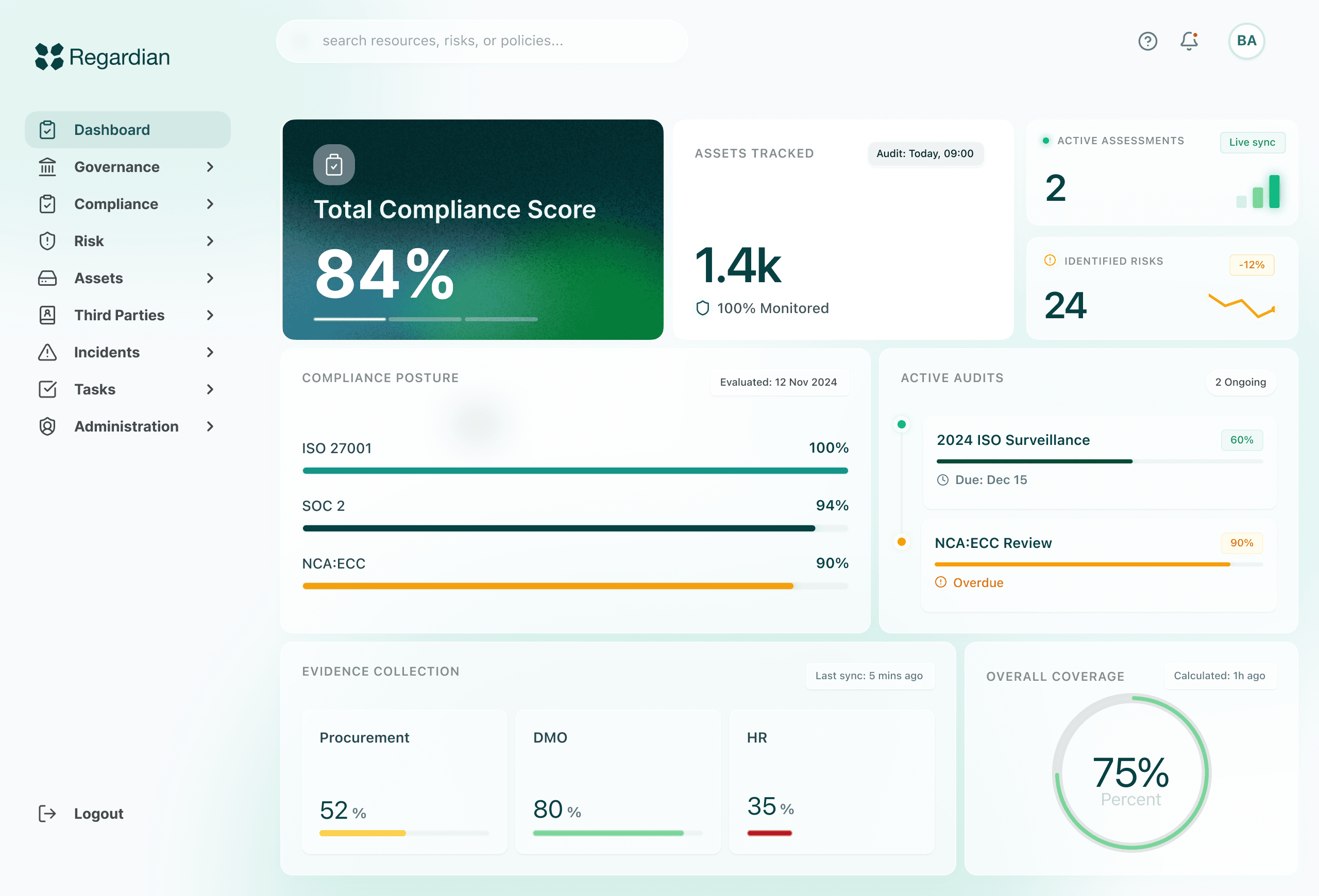 Regardian platform view controls — customize your compliance and risk views